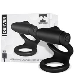 Denver Vibrating Double Cockring Silicone USB Blac