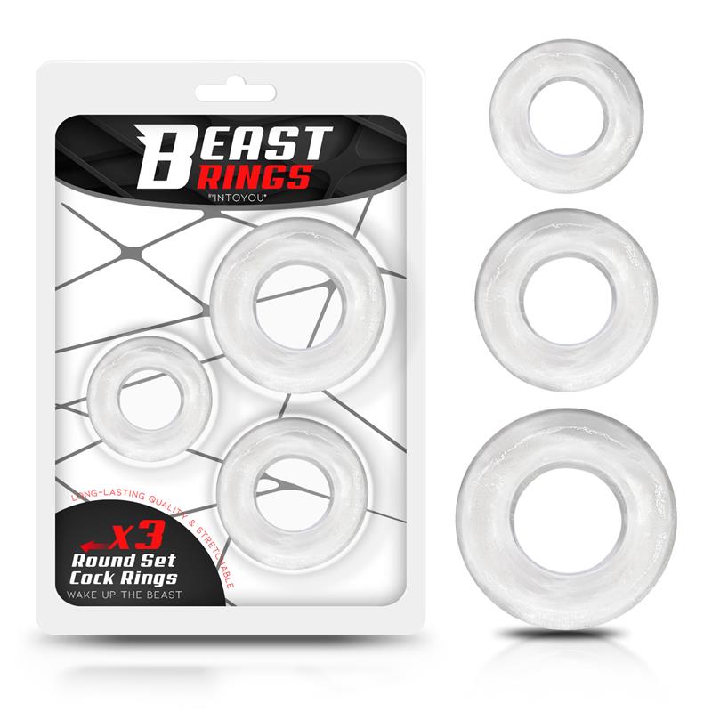 Set of 3 Cock Rings Flexible Clear