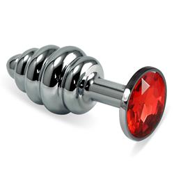 Silver Spiral Plug-Red