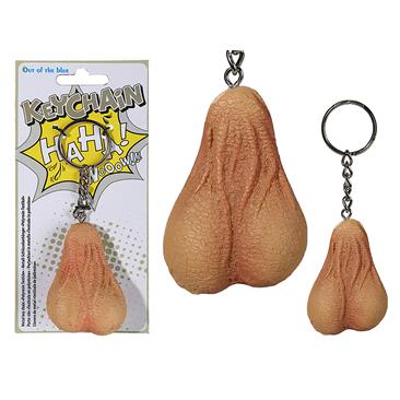 Metal key chain, Polyresin Testicle, ca. 6 cm, on