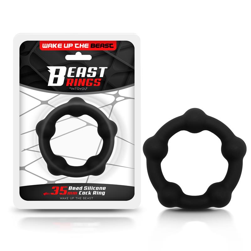 Bead Solid Cock Ring Silicone 3.5 cm Black