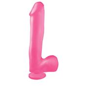 Basix Rubber Works  25,4 cm Dong and Testicles with Suction Cup - Colour Pink