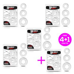 Pack 4+1   Round Set of 3 Clear Cock Rings