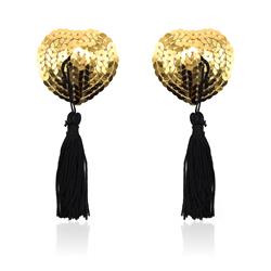 Heart Nipple Cover with Gold Sequins