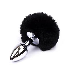 Plug Anal con Pompón Negro Talla S