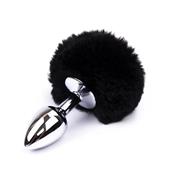 Butt Plug with Pompon Black Size S