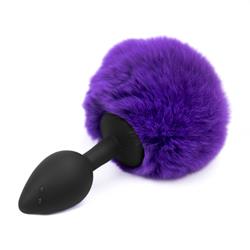 Purple Faux fur Rabbit Tail with Silicone Plug S