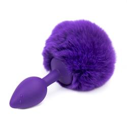 Purple Faux fur Rabbit Tail with  Silicone Plug S