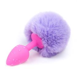 Light Purple Faux fur Rabbit Tail with Si Plug S