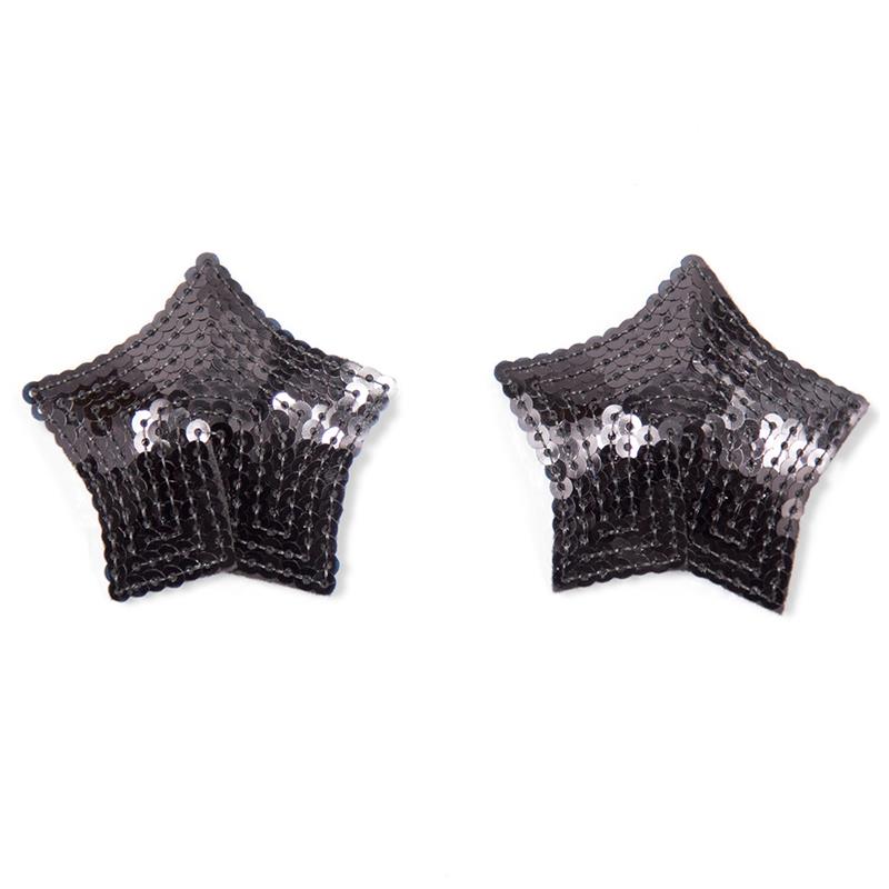 Star Nipple Covers with Black Sequins