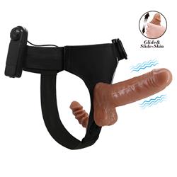 Harness with Double Retractable Dildo with Vibration