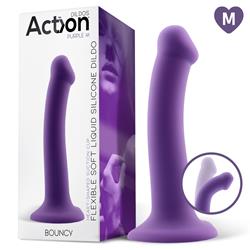 Bouncy 7" Flexible Liquid Silicone Dildo Purple M