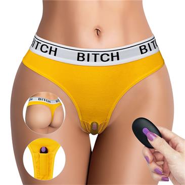 Bitch Vibrating Panties (37-38 inch waist) Yellow