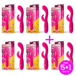 Pack 5+1 Cakey Fuchsia Vibrator USB Silicone