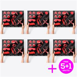 Pack 5+1 Bondage Set with 10 Pieces Red clave 24
