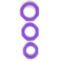 Set of 3 penis rings Silicone Purple