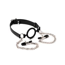 Mouthgag with O-Ring and Nipple Clamps Black