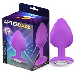 Sparkly M Violet Silicone Anal Plug with Gem