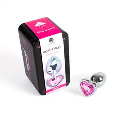 Fuchsia Heart Metal Butt Plug Small Size