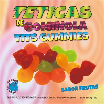 CAJA DE GOMINOLA DE TETAS BRILLO SABOR FRUTAS 6 CN