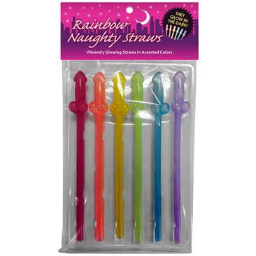 Glow-in-the-Dark Rainbow Naughty Straws Clave 6