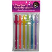 Set of 6 Glow-in-the-Dark Rainbow Penis Straws