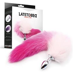 Pink and White Faux Tail with Stainless Plug S