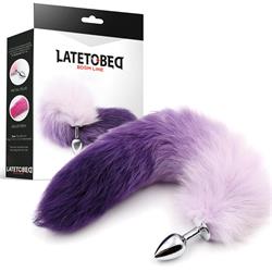 Purple and White Faux Tail with Stainless Plug S