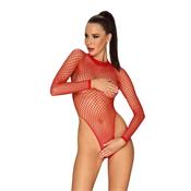 Fishnet Bodysuit Red