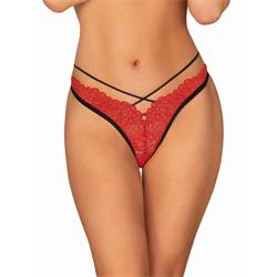 Mettia Sexy Lace Thong - Black/Red S/M