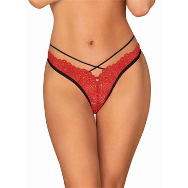 Mettia Sexy Lace Thong - Black/Red S/M