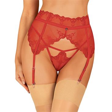 Lonesia Lace Suspender Belt - Red S/M