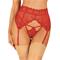 Lonesia Lace Suspender Belt - Red S/M