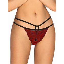 Sugestina Sexy Lace Slip - Black/Red S/M