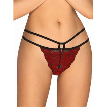 Sugestina Sexy Lace Slip - Black/Red S/M