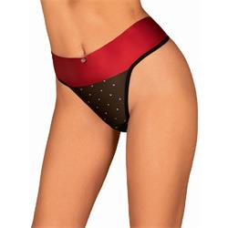 Thong With Sexy Bow - Black/Red S/M