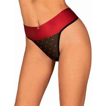 Thong With Sexy Bow - Black/Red S/M