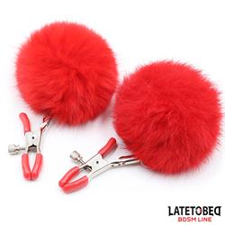 Faux Fur Ball Nipple Clamps