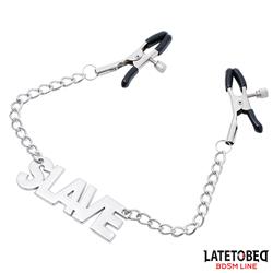 Nipple clamps with Slave word pendant