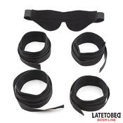 Restraint 3 Pieces Set Blindfold, Anklecuffs and Wristcuffs Adjustable