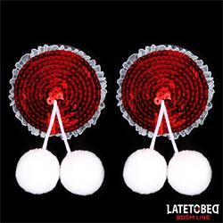 Red Sequin Pom-Pom Nipple Pasties