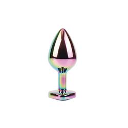 Rainbow Heart Multicolored Anal Plug with Jewel Size M