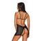 Millagro Sheer Fishnet Dress With Thong-Black L/XL