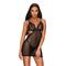 Millagro Sheer Fishnet Dress With Thong-Black L/XL