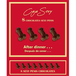 Caja Roja Sexy 8 Pene Chocolate Negro