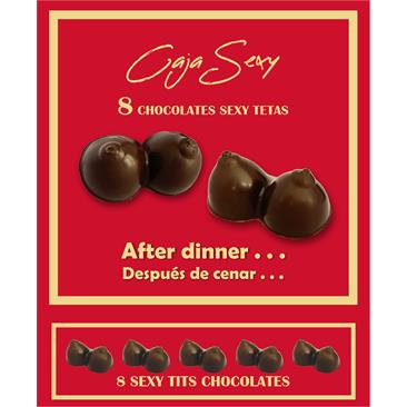 Caja Roja Sexy 8 Teta Chocolate Negro