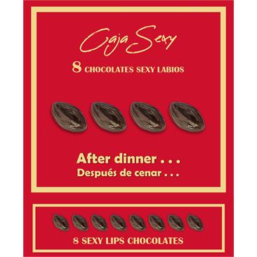Caja Roja Sexy 8 Labios Chocolate Negro