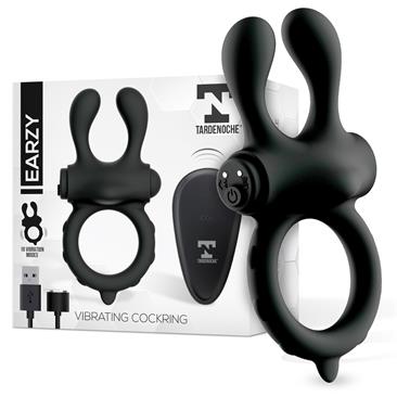 Earzy Remote Vibrating Cockring USB Black Silicone