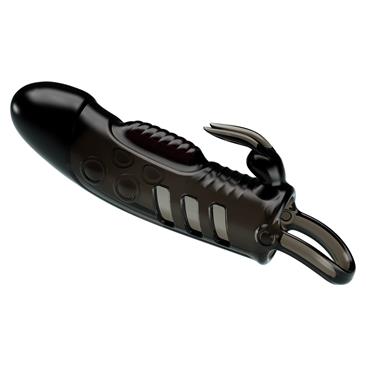 Vibrating Rabbit Penis Sleeve Black CL100