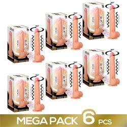 Pack of 6 Magnus 3.0 Realistic Dildo Vibrator and Rotator Liquid Silicone